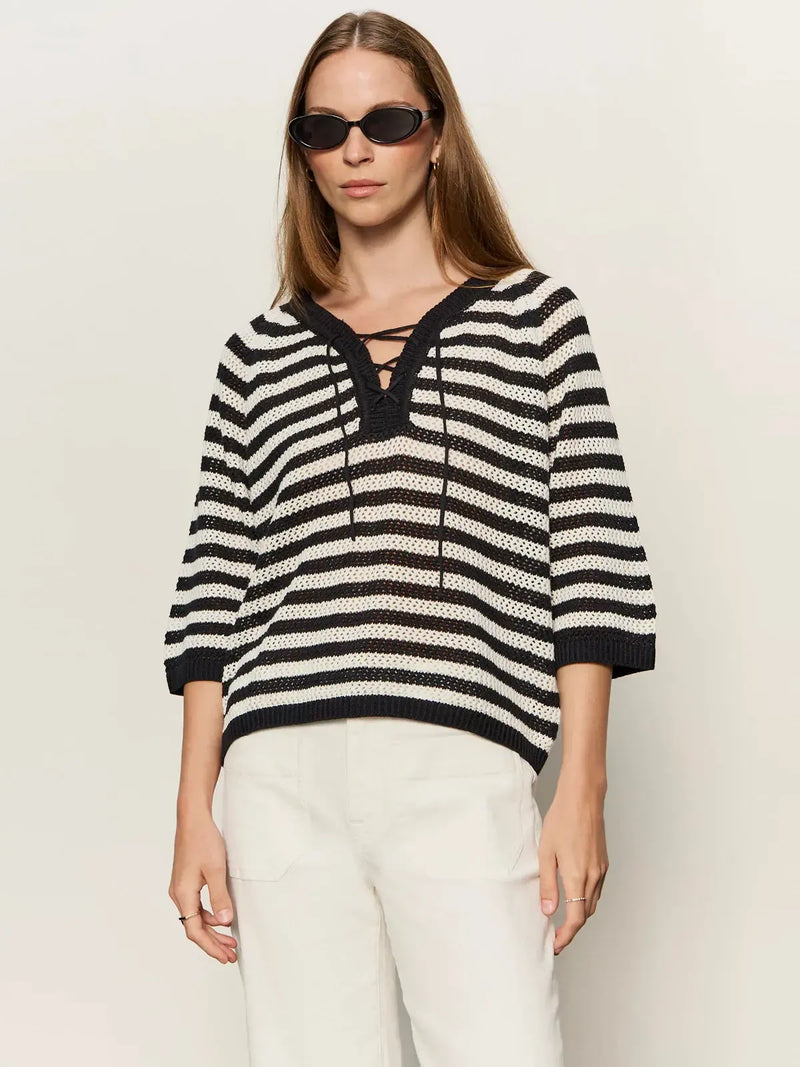 Sanctuary Lace Sweater Tee - Black/Chalk-Hand In Pocket