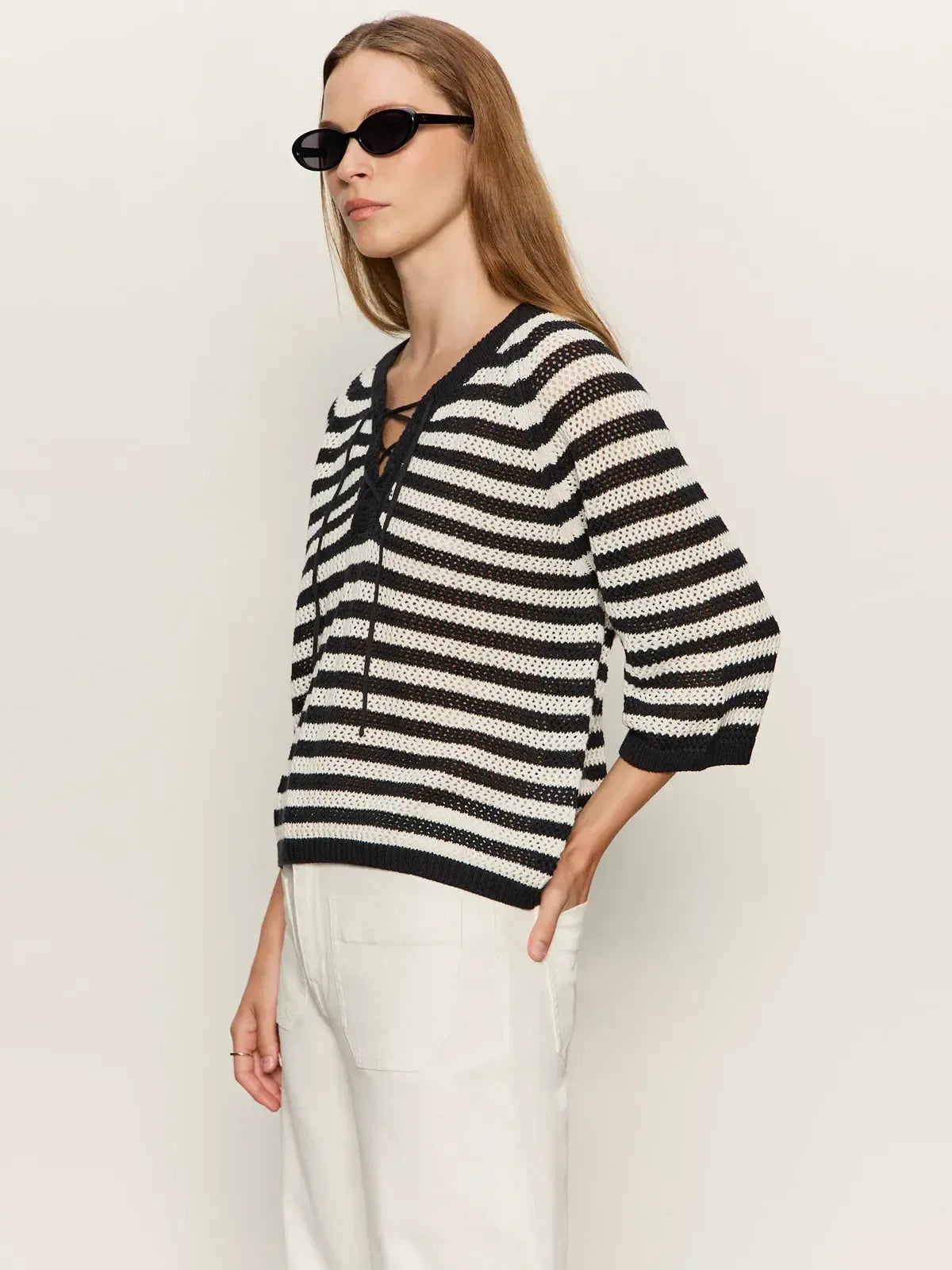 Sanctuary Lace Sweater Tee - Black/Chalk-Hand In Pocket