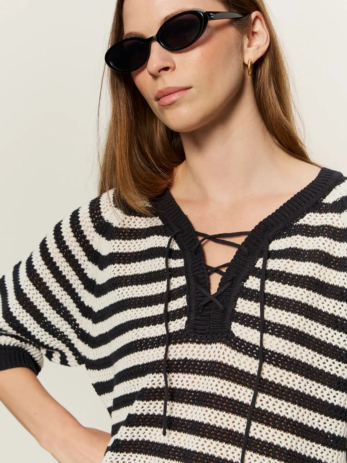 Sanctuary Lace Sweater Tee - Black/Chalk-Hand In Pocket