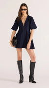 MINKPINK Camilla Short Sleeve Mini Dress - Indigo-Hand In Pocket