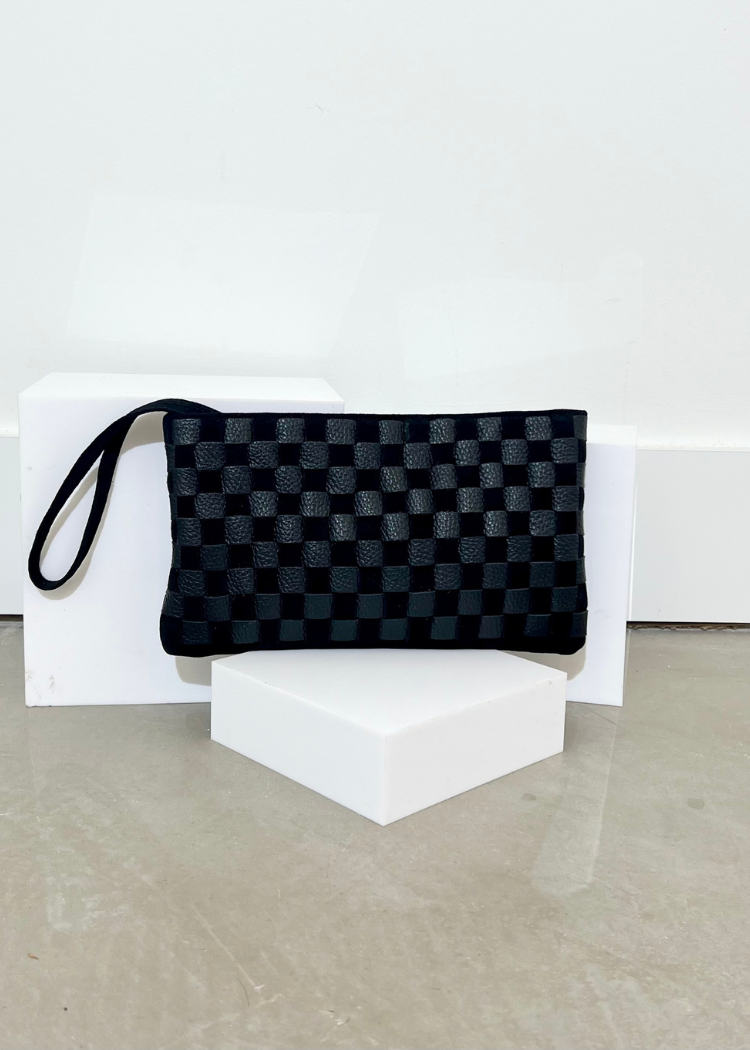 Ciel Woven Zip Wristlet- Black-Hand In Pocket