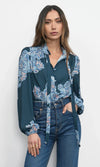 Greylin Cierra Tie Neck Blouse- Teal