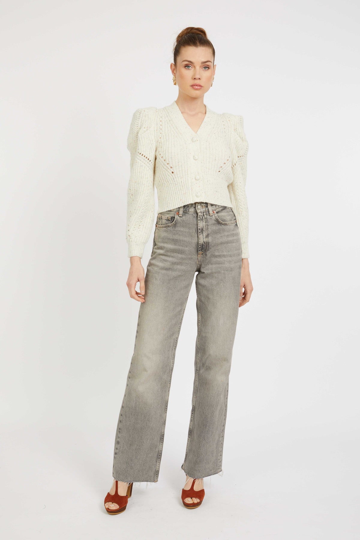 Caballero Audra Sweater - Antique White/Gray Morn-Hand In Pocket