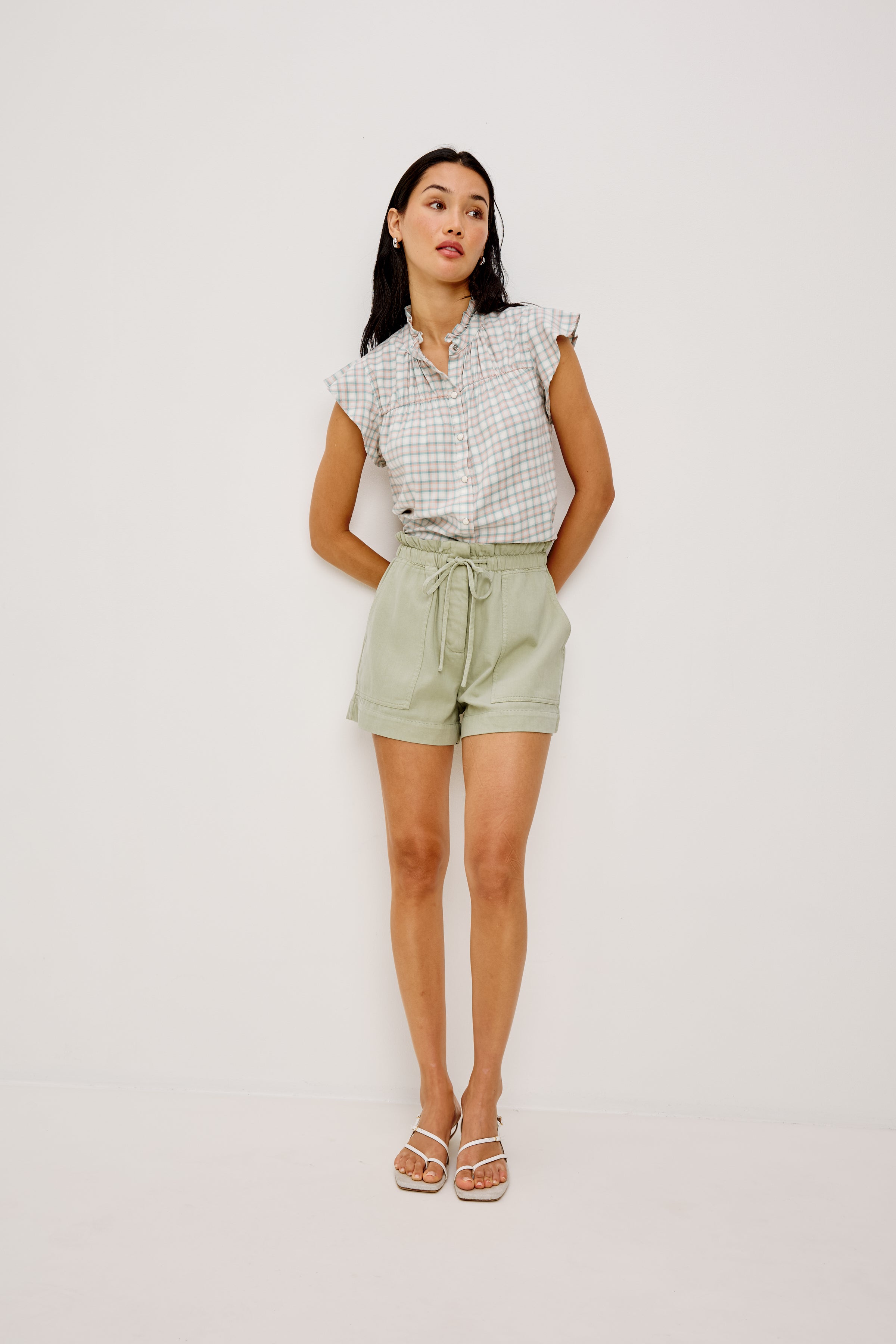 Rails Foster Shorts - Vintage Sage-Hand In Pocket