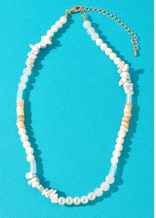 Cove Beaded Necklace-White ***FINAL SALE***-Hand In Pocket