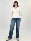 Bobi LS Button Placket Tee - Cream-Hand In Pocket