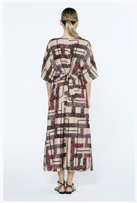 Ciebon Omalia Printed Maxi Dress - Tan Multi-Hand In Pocket