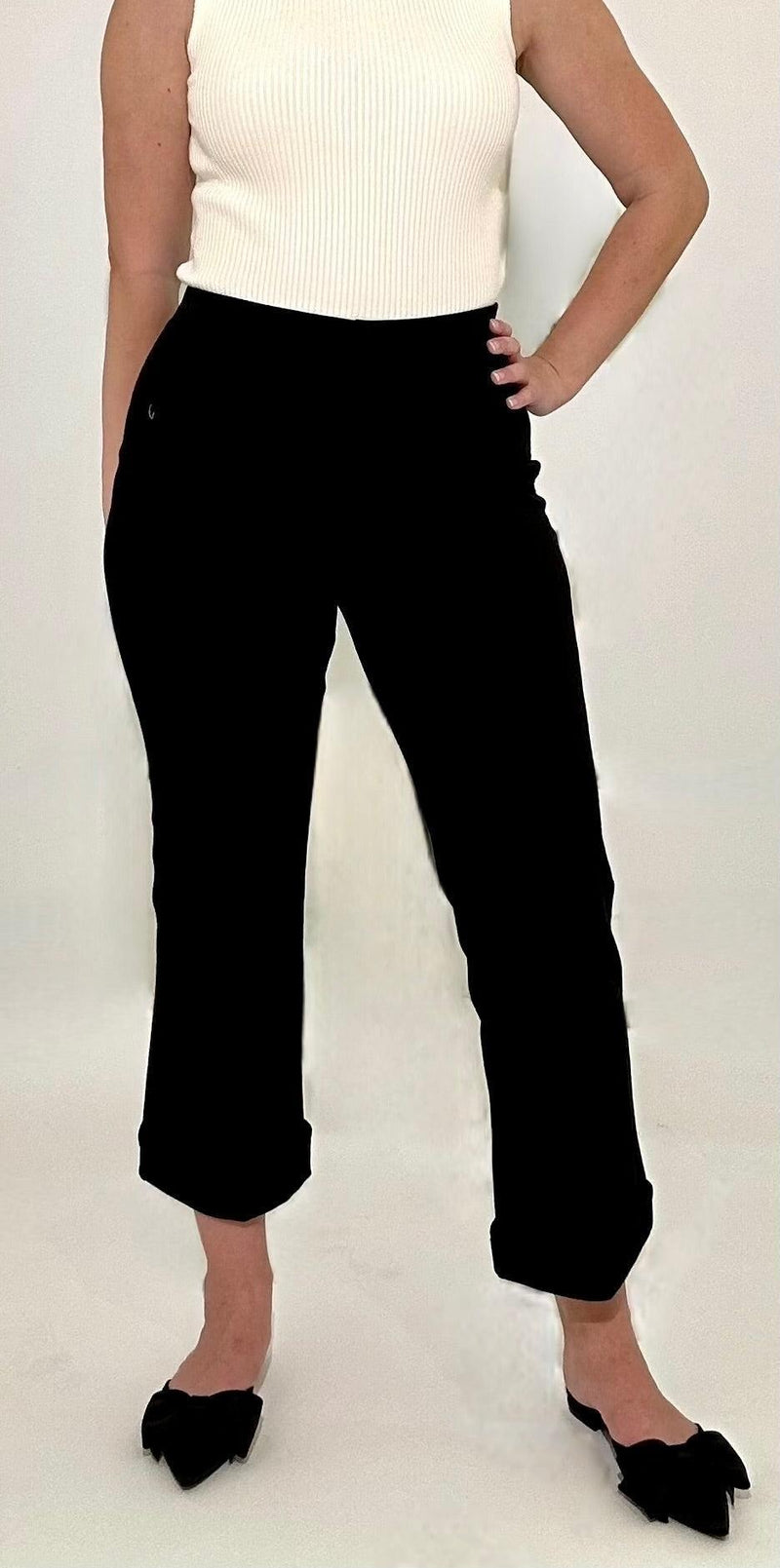 Astrid Mia Ponte Pant - Black-Hand In Pocket