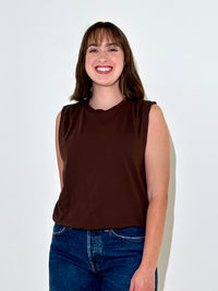 Bobi Bubble Hem Tee - Mocha-Hand In Pocket