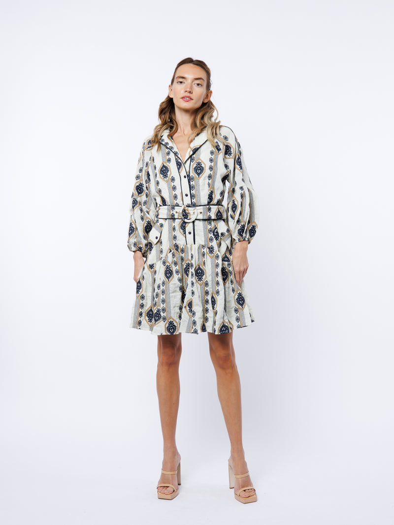 Ciebon Jasper Mini Dress - White Multi-Hand In Pocket