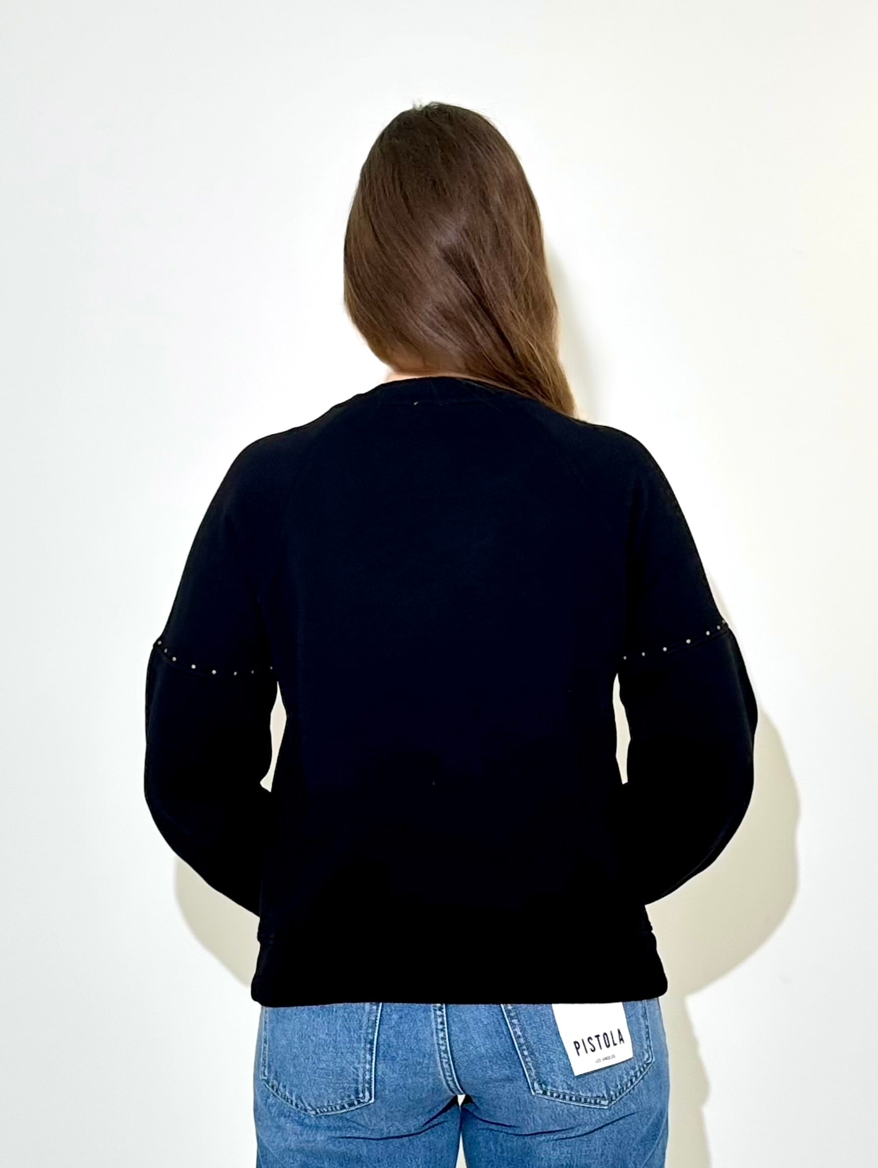 Bobi Micro Stud Raglan - Black-Hand In Pocket