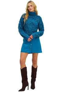Allison Daphne Sweater - Teal Multi-Hand In Pocket
