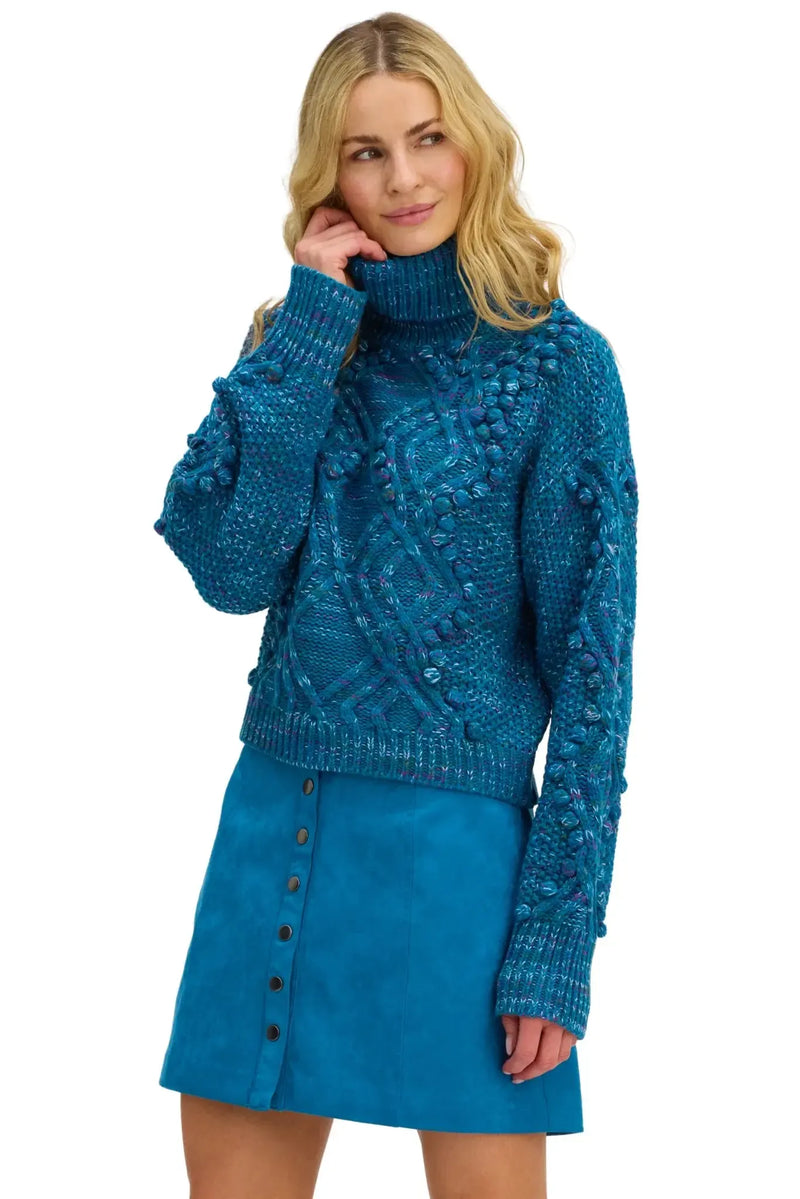 Allison Daphne Sweater - Teal Multi-Hand In Pocket