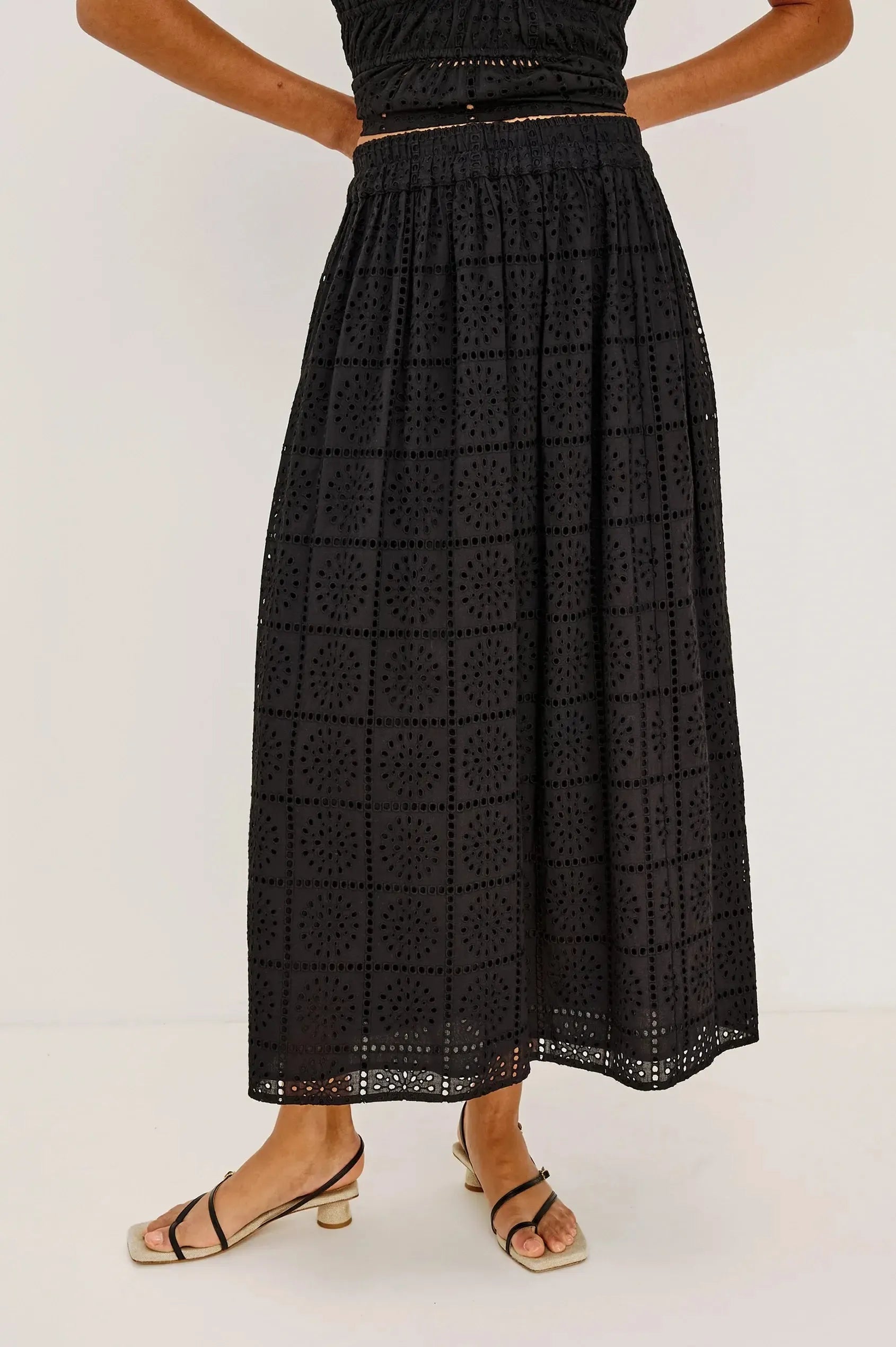 Rails Dax Midi Skirt - Black Grid-Hand In Pocket
