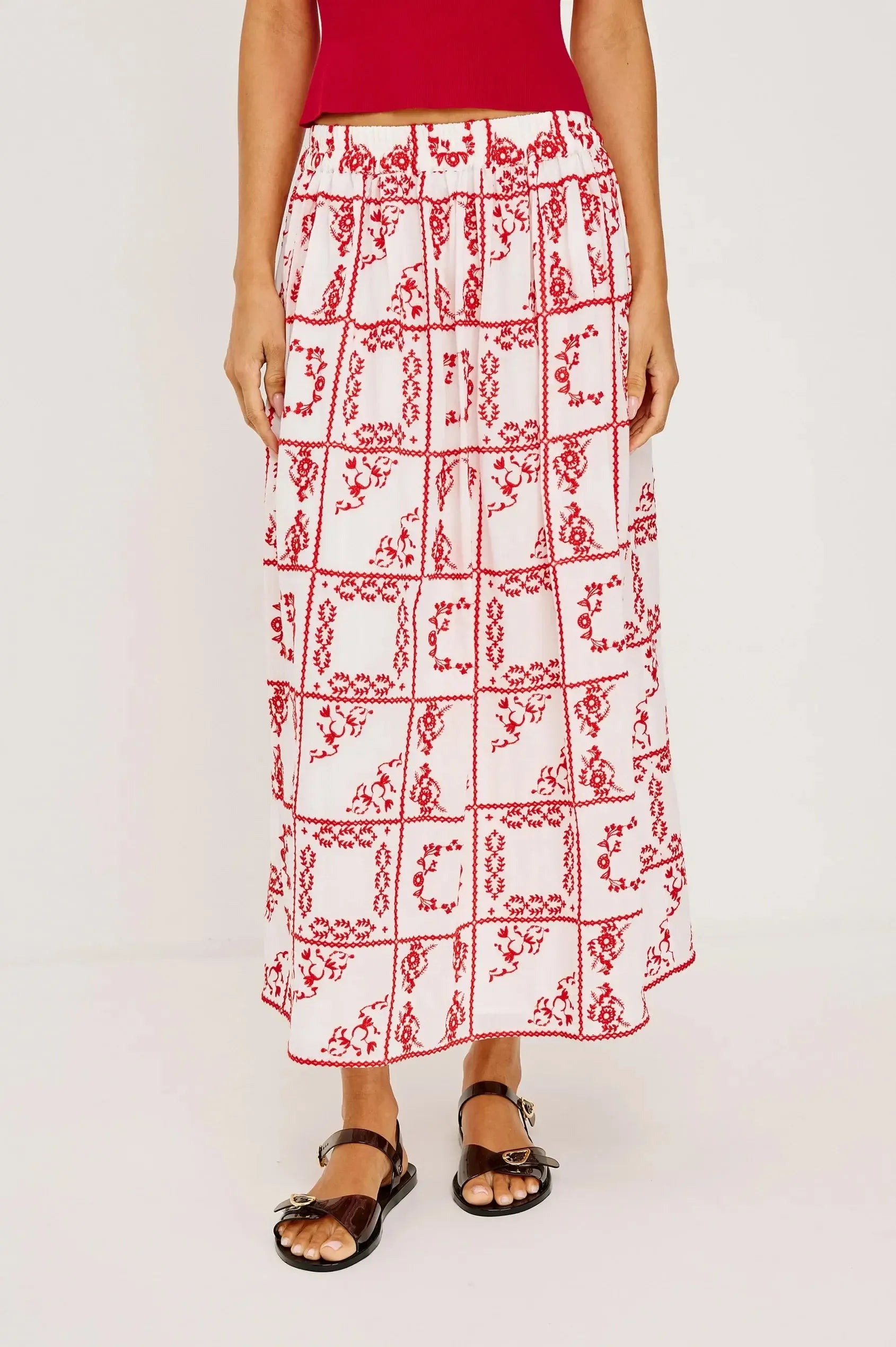 Rails Dax Skirt - Ivory Red Handkerchief-Hand In Pocket