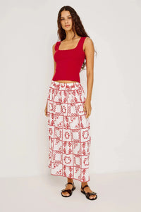Rails Dax Skirt - Ivory Red Handkerchief-Hand In Pocket