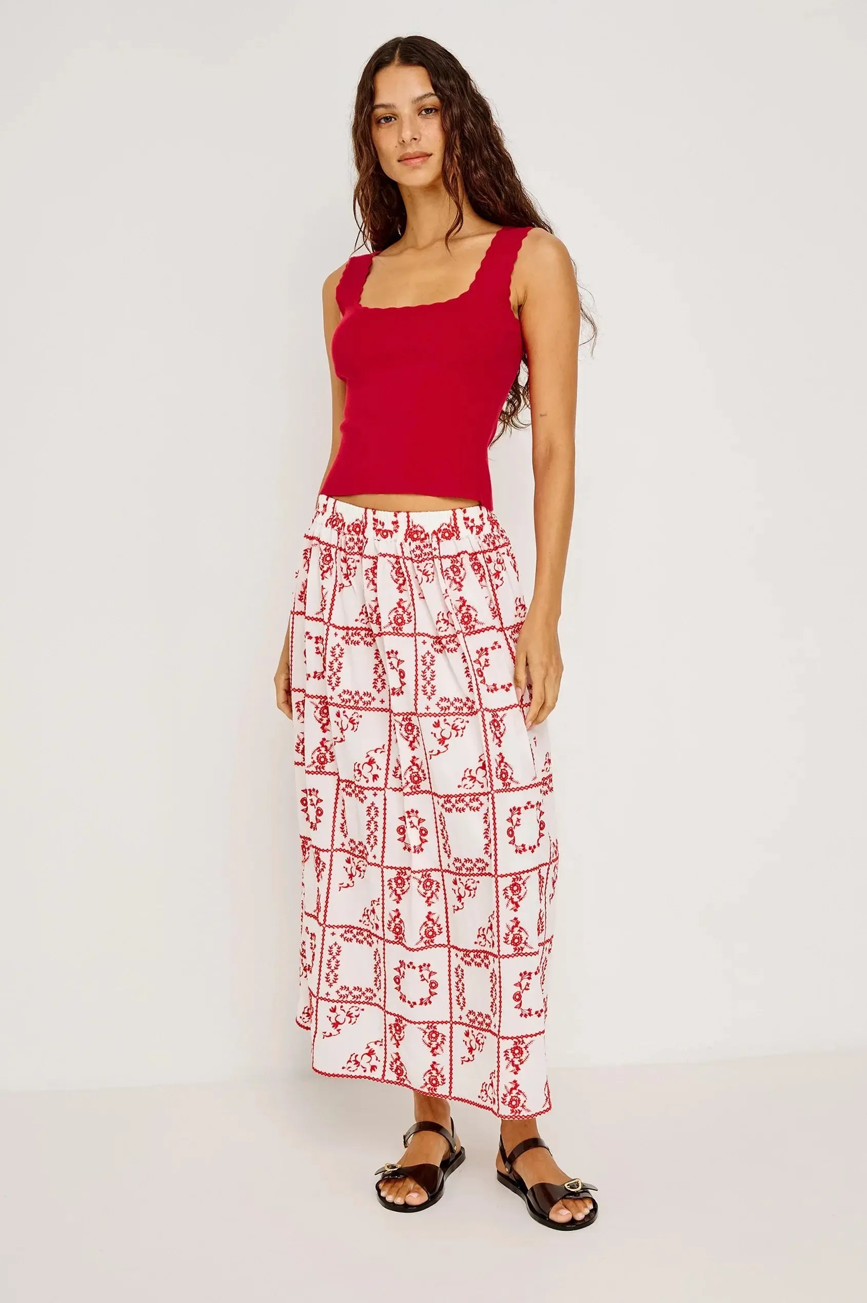 Rails Dax Skirt - Ivory Red Handkerchief-Hand In Pocket