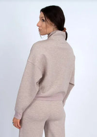 RD Style Mailyn Half Zip - Taupe-Hand In Pocket
