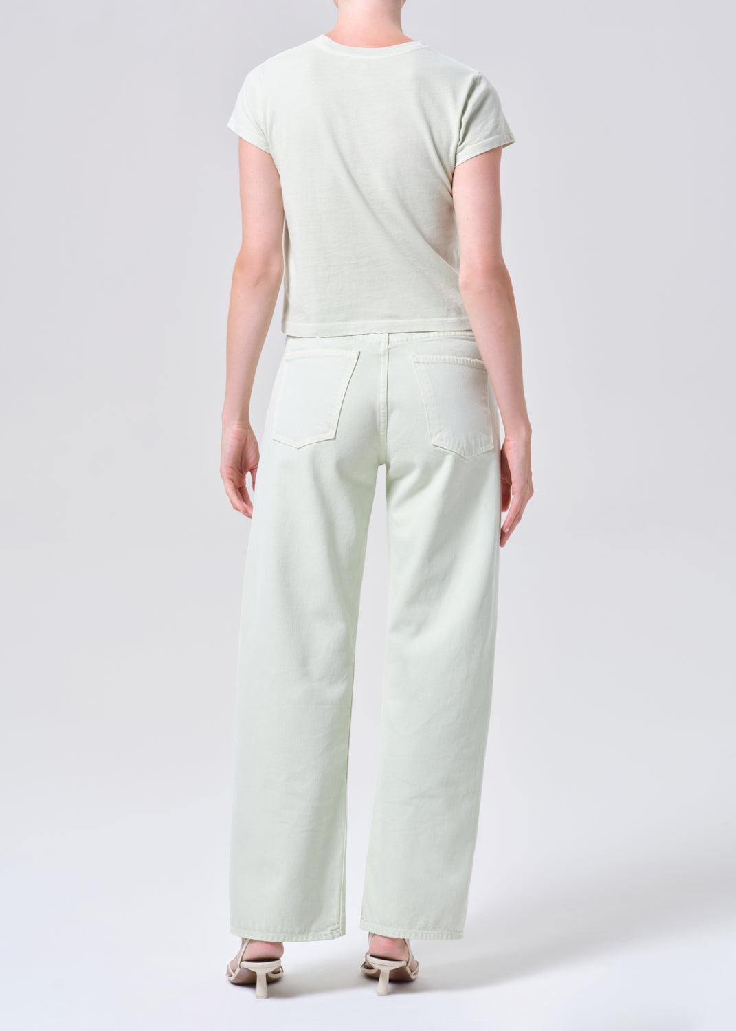 Agolde Arc Jean- Mint Cream-Hand In Pocket