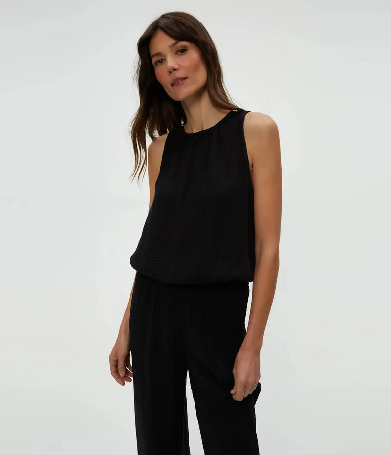 Michael Stars Janelle Tie Neck Tank- Black-Hand In Pocket