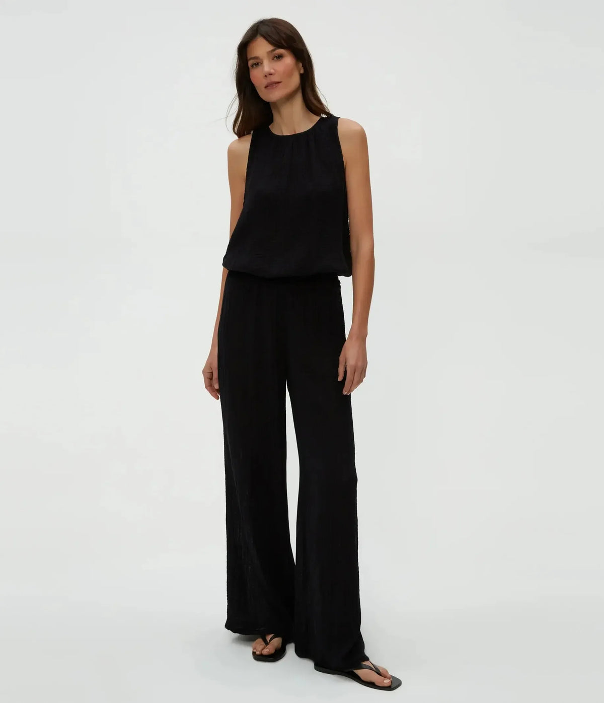 Michael Stars Janelle Tie Neck Tank- Black-Hand In Pocket