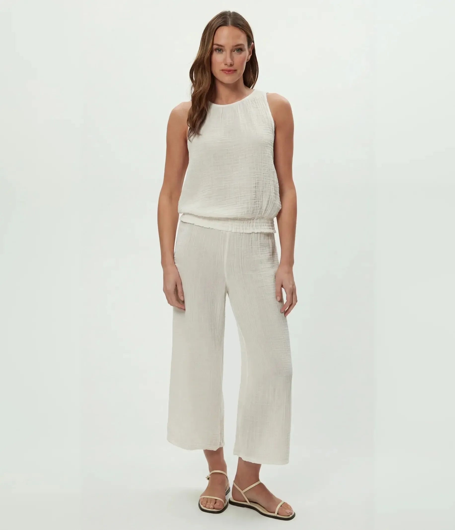 Michael Stars Janelle Tie Neck Tank - Chalk-Hand In Pocket