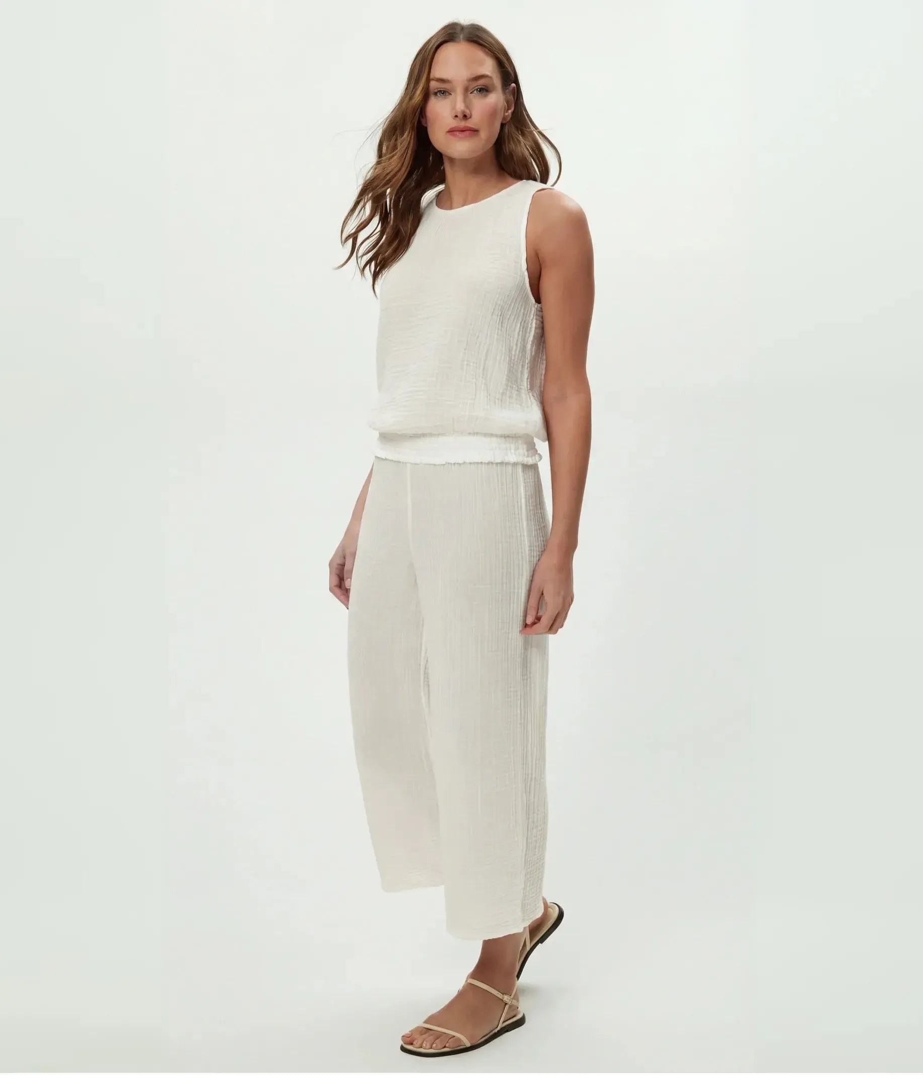 Michael Stars Janelle Tie Neck Tank - Chalk-Hand In Pocket