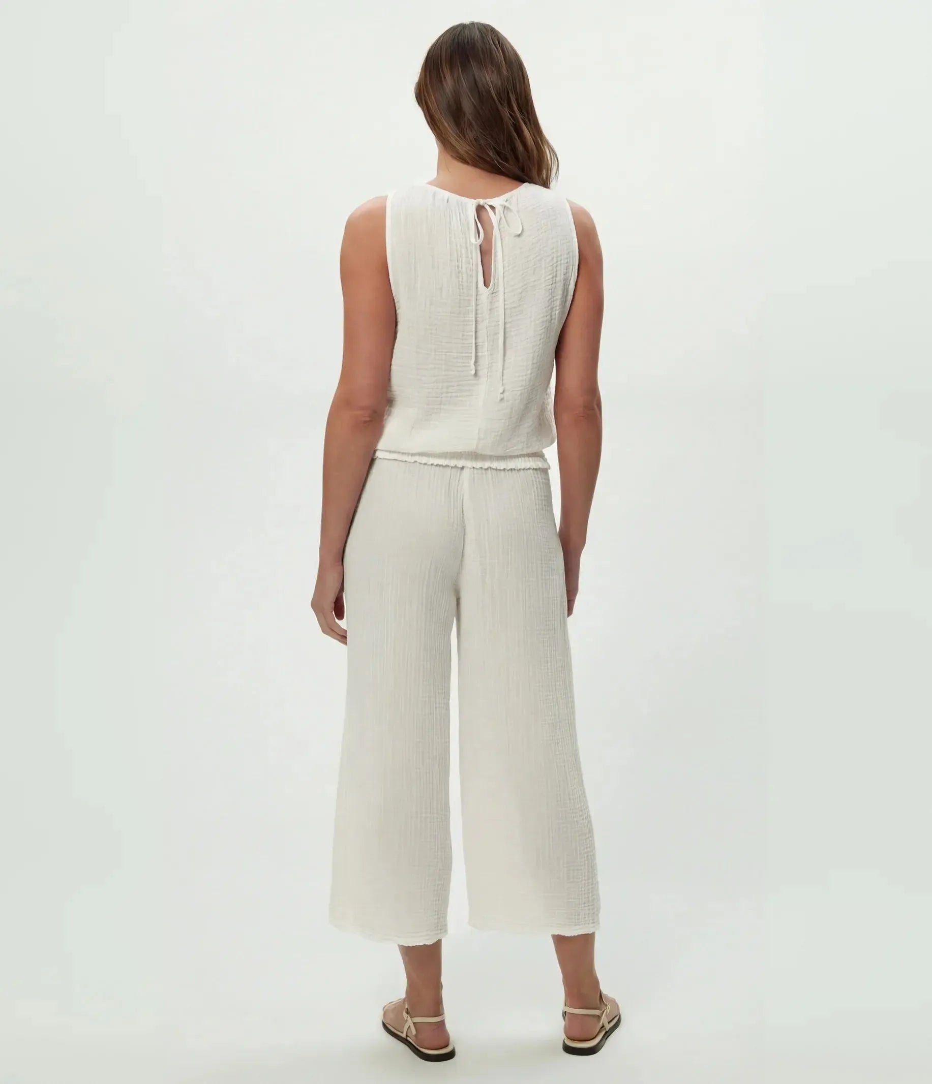 Michael Stars Janelle Tie Neck Tank - Chalk-Hand In Pocket