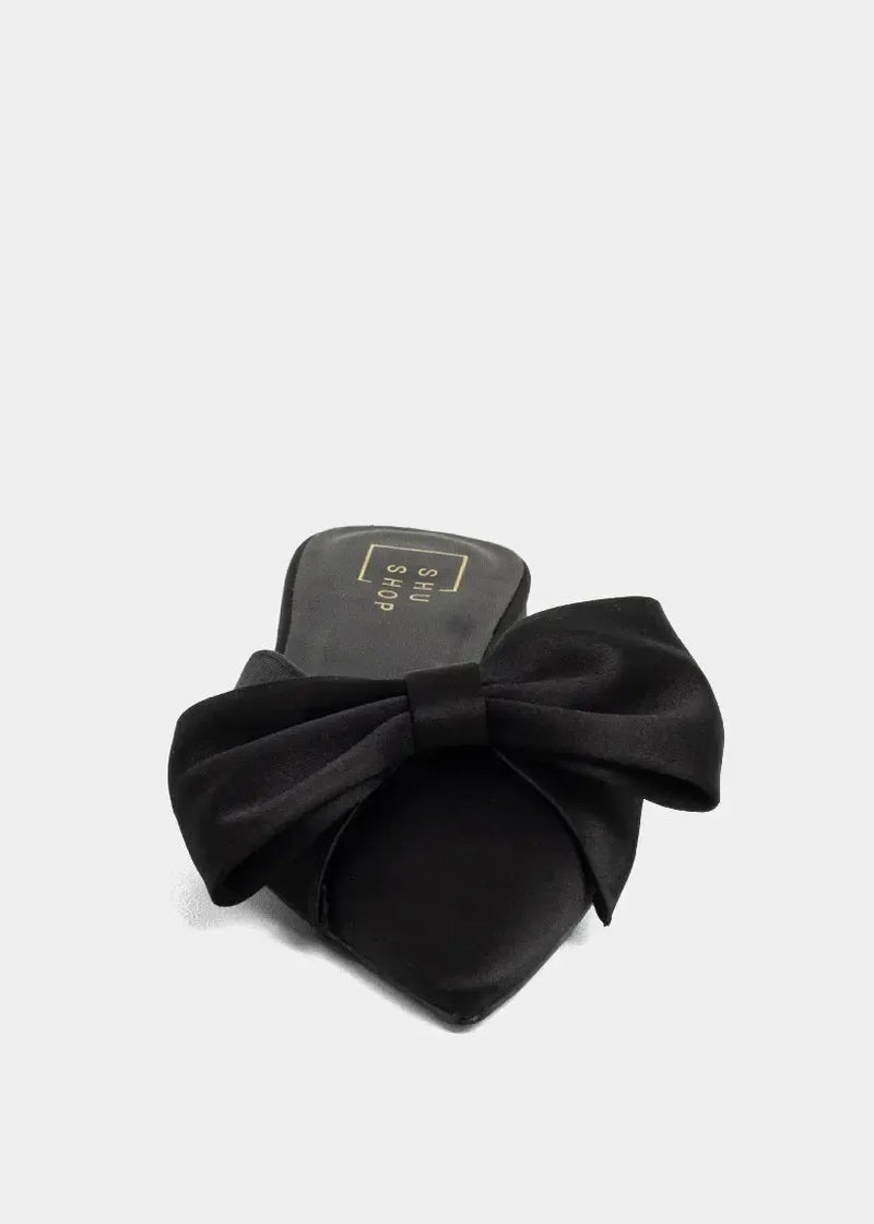 Shu Shop Dorothy Flat Bow Mule-Black-Hand In Pocket