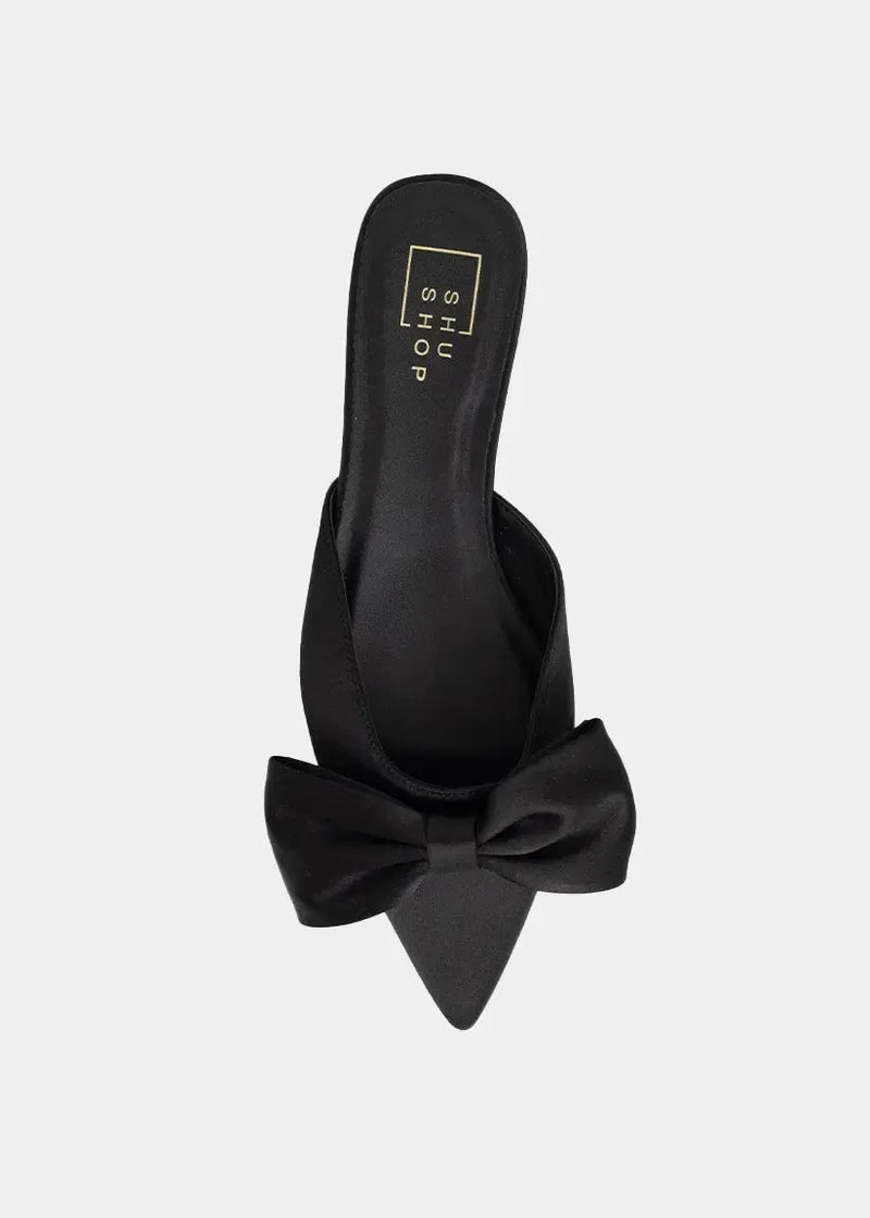 Shu Shop Dorothy Flat Bow Mule-Black-Hand In Pocket