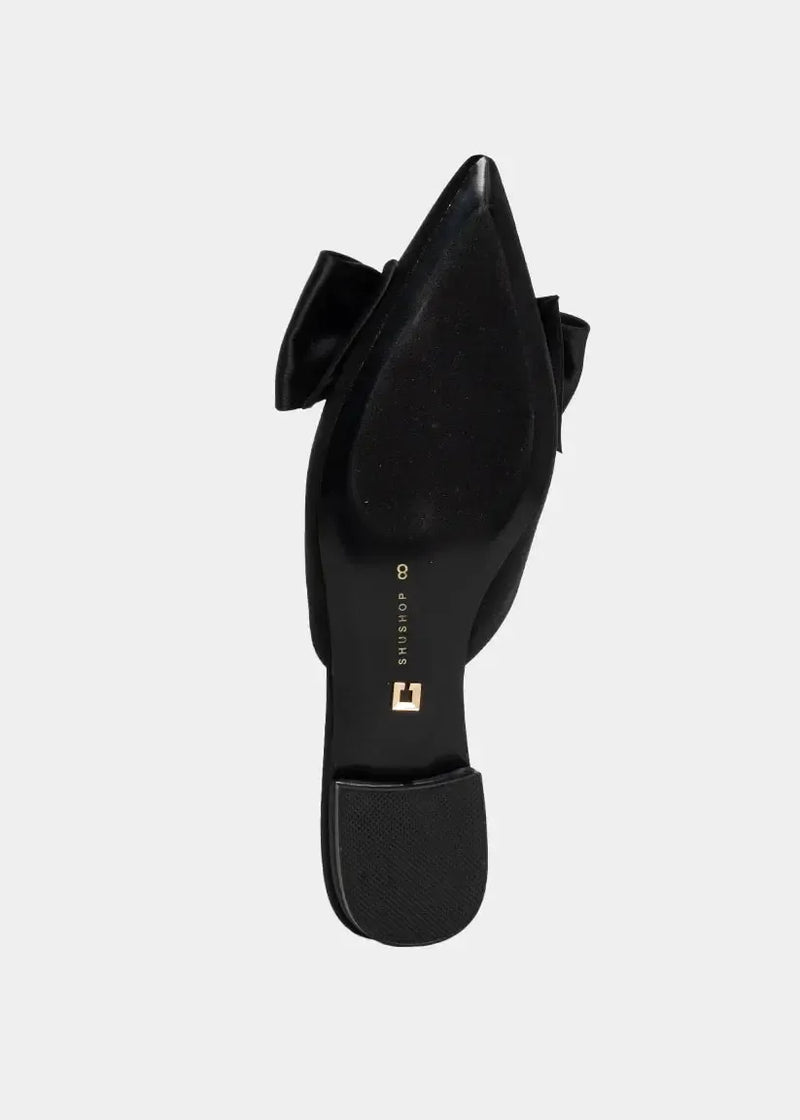 Shu Shop Dorothy Flat Bow Mule-Black-Hand In Pocket
