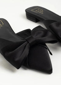 Shu Shop Dorothy Flat Bow Mule-Black-Hand In Pocket