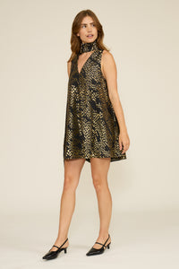 Lucy Paris Monica Scarf Dress - Black/Gold-Hand In Pocket