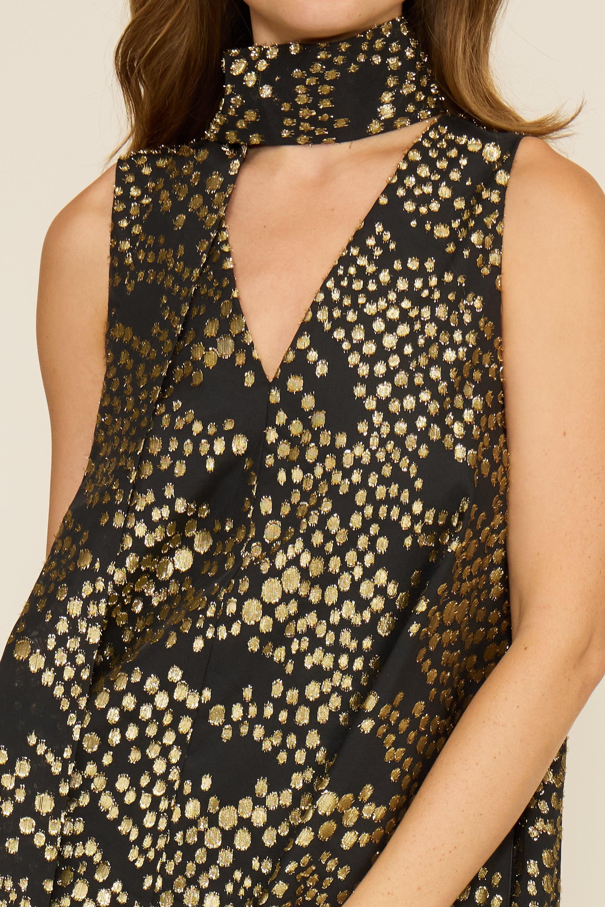 Lucy Paris Monica Scarf Dress - Black/Gold Hand In Pocket Lucy Paris Monica Scarf Dress - Black/Gold Hand In Pocket