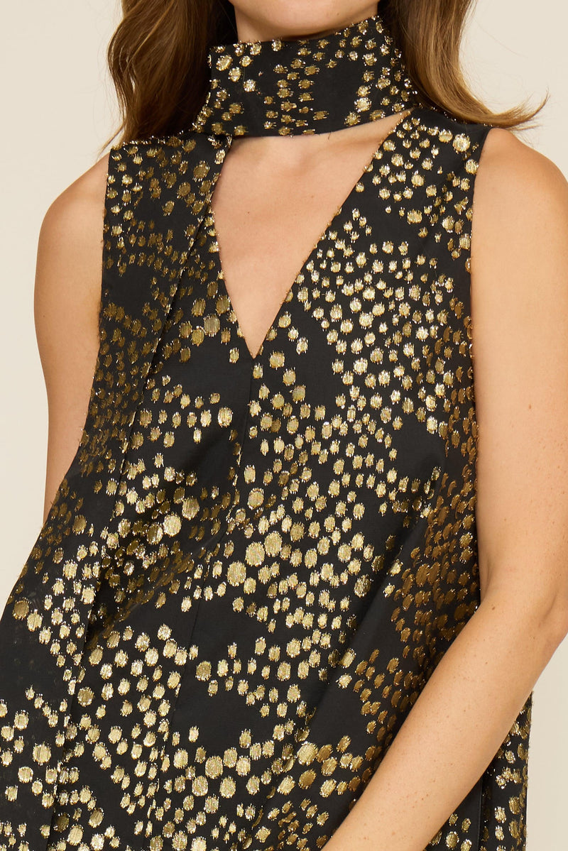 Lucy Paris Monica Scarf Dress - Black/Gold-Hand In Pocket
