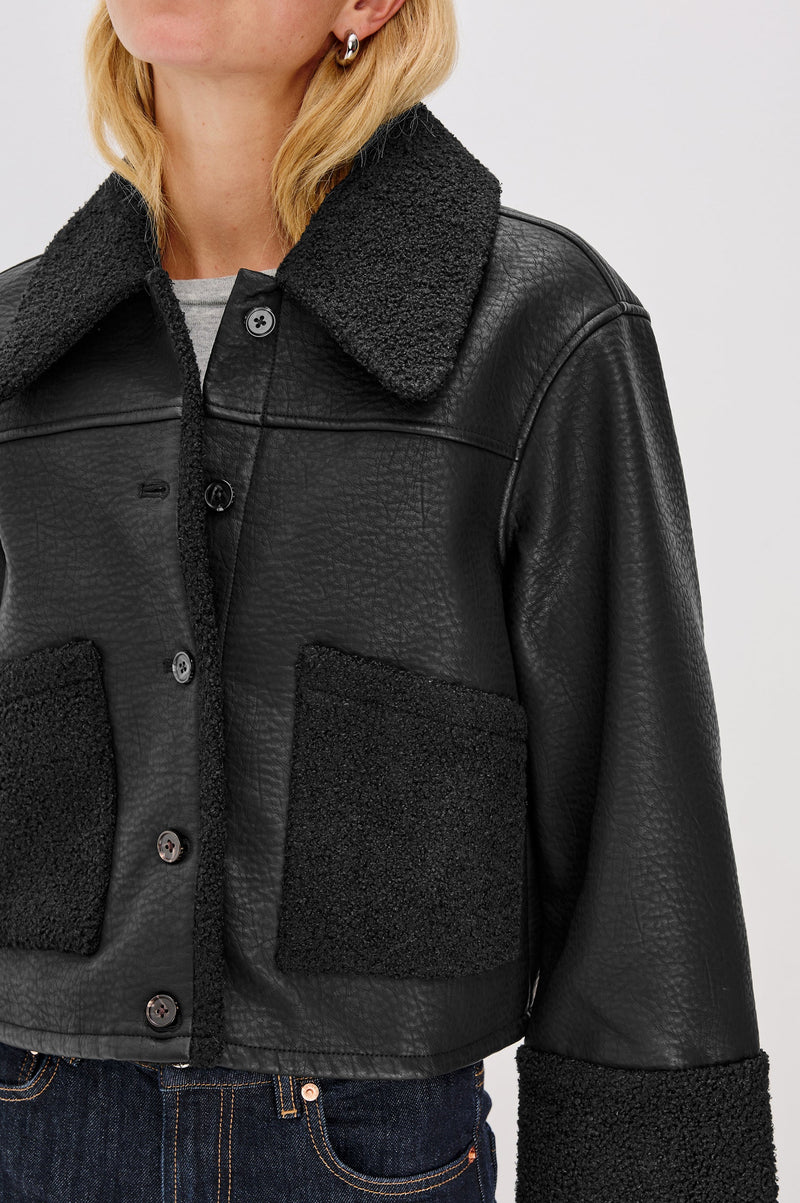 Rails Dria Jacket- Black Sherling-Hand In Pocket