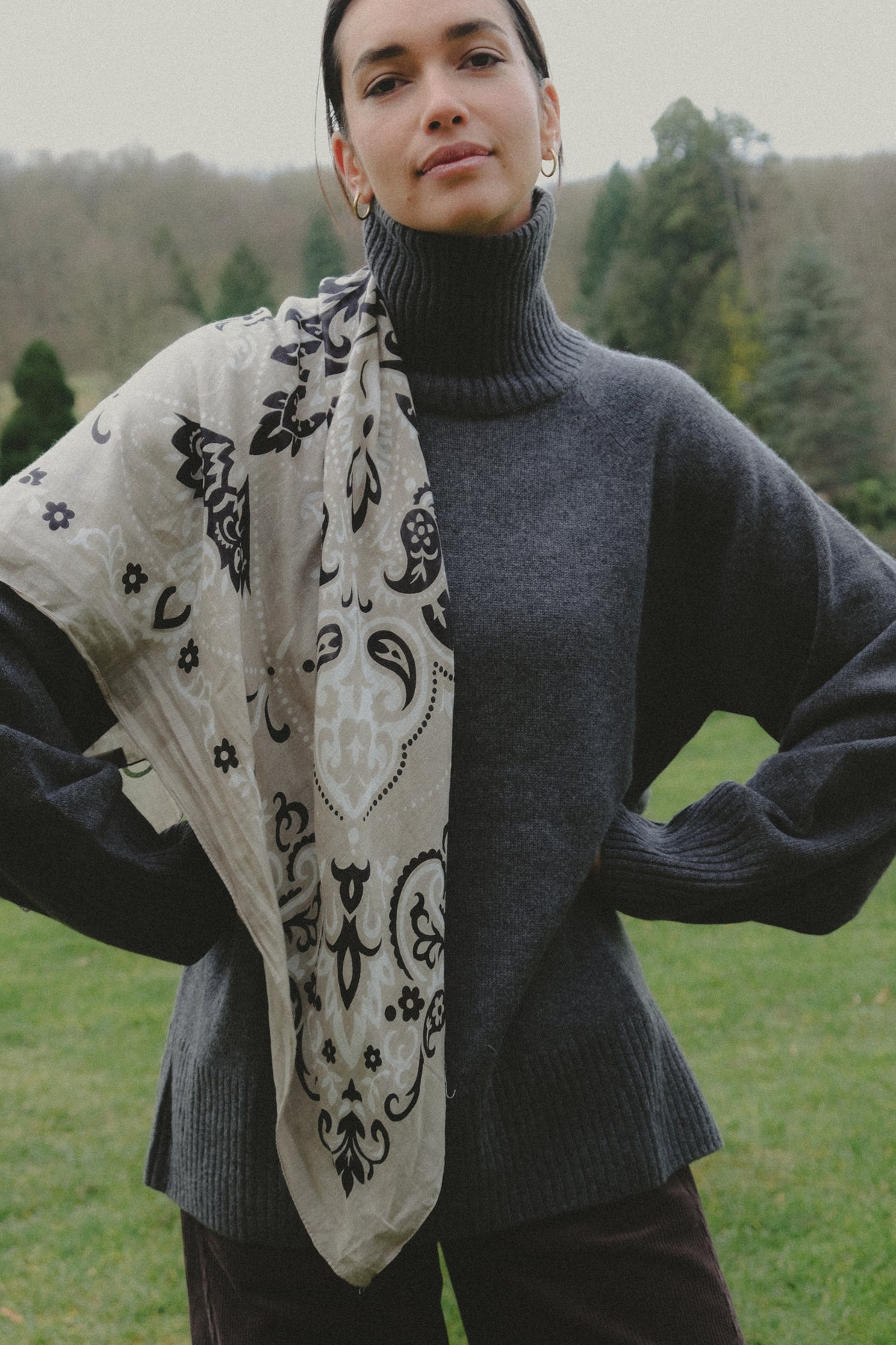 Juniper Scarf Bandana - Taupe-Hand In Pocket