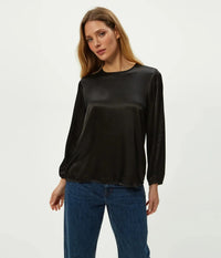 Michael Stars Lali Crew Neck Blouse - Black-Hand In Pocket