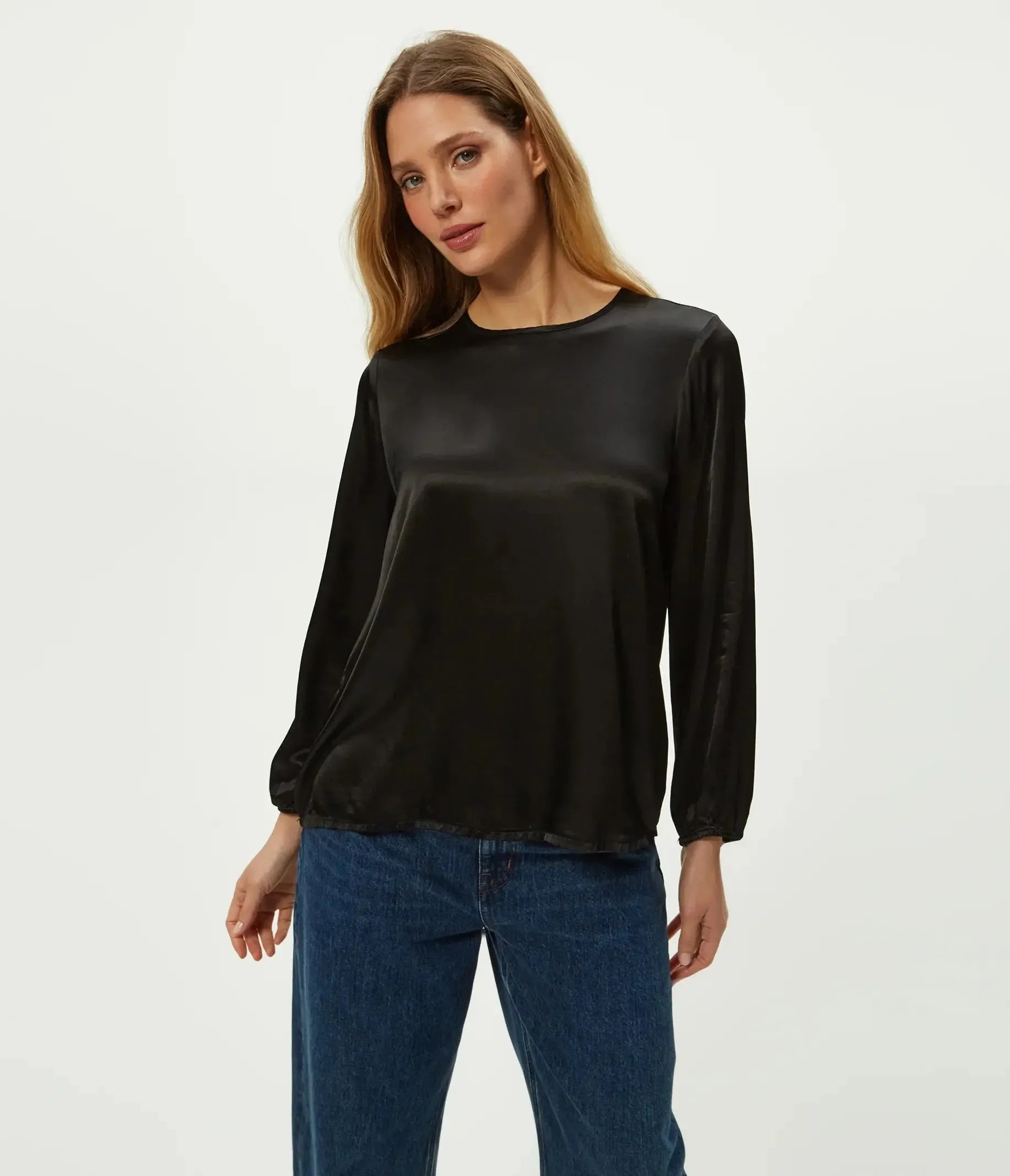 Michael Stars Lali Crew Neck Blouse - Black-Hand In Pocket