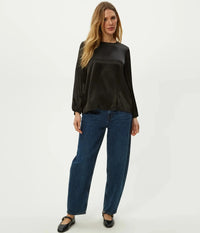 Michael Stars Lali Crew Neck Blouse - Black-Hand In Pocket
