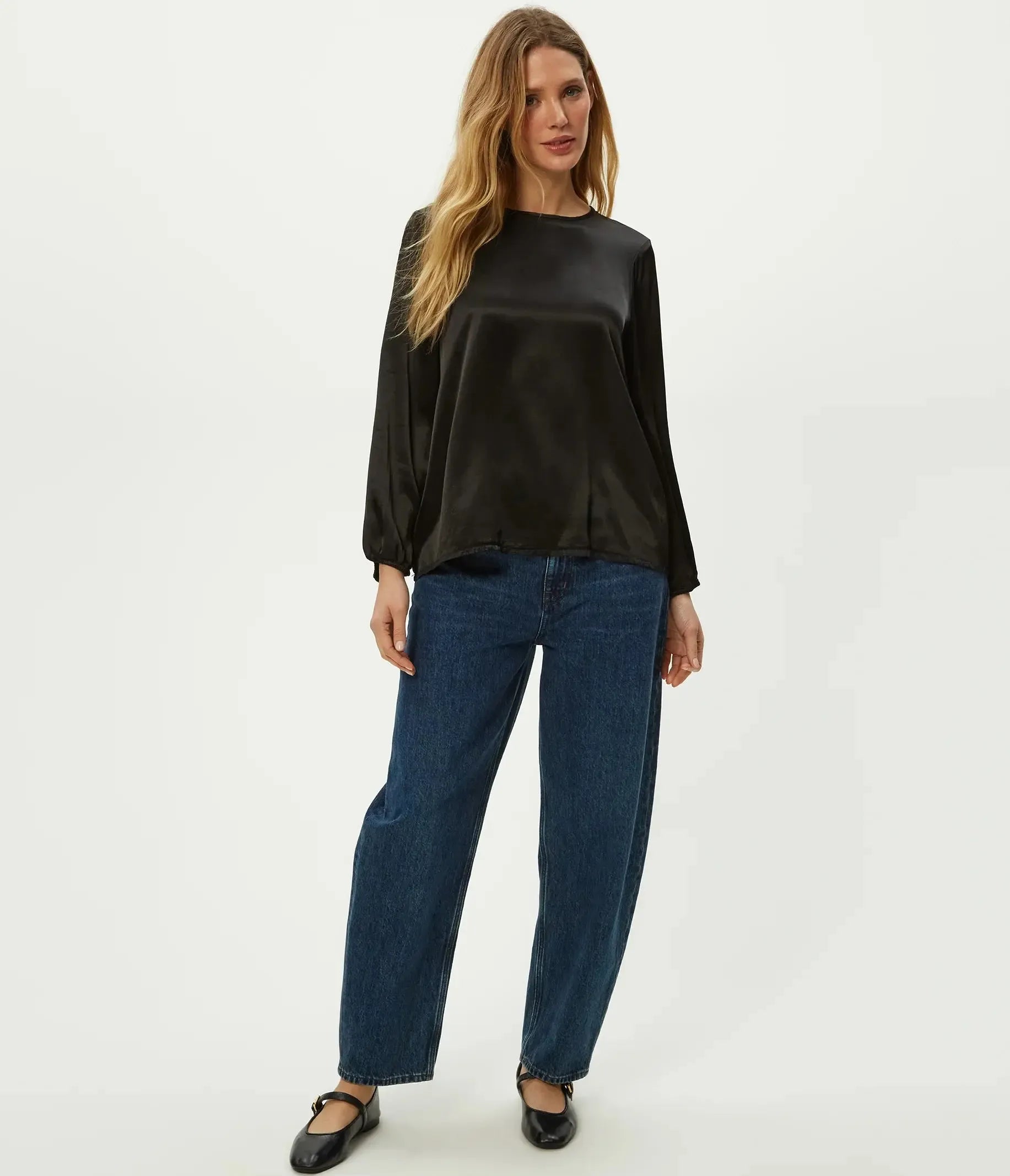 Michael Stars Lali Crew Neck Blouse - Black-Hand In Pocket