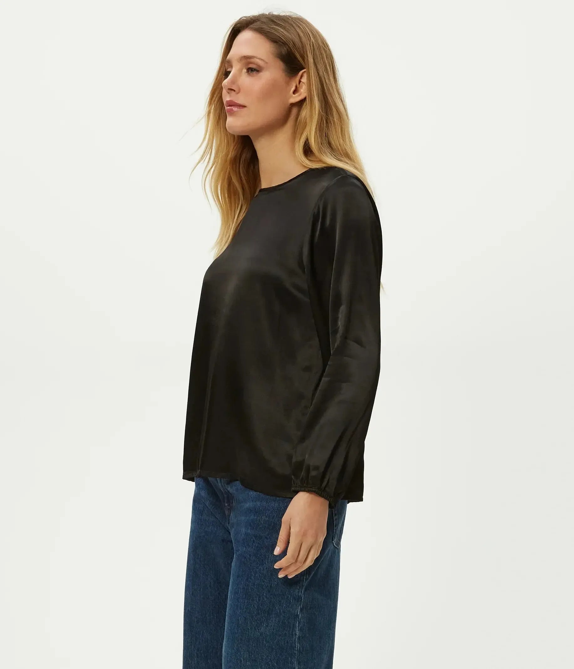Michael Stars Lali Crew Neck Blouse - Black-Hand In Pocket