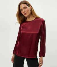 Michael Stars Lali Crew Neck Blouse - Garnet