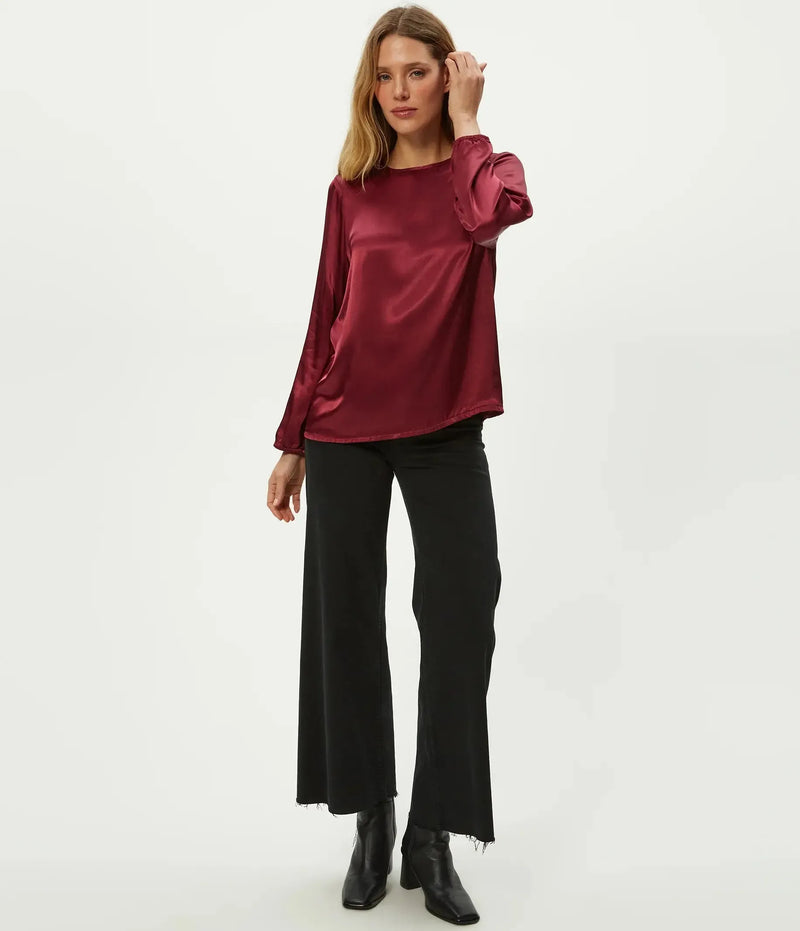 Michael Stars Lali Crew Neck Blouse - Garnet