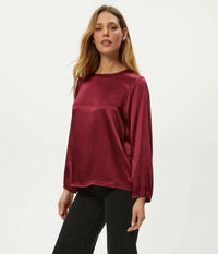Michael Stars Lali Crew Neck Blouse - Garnet