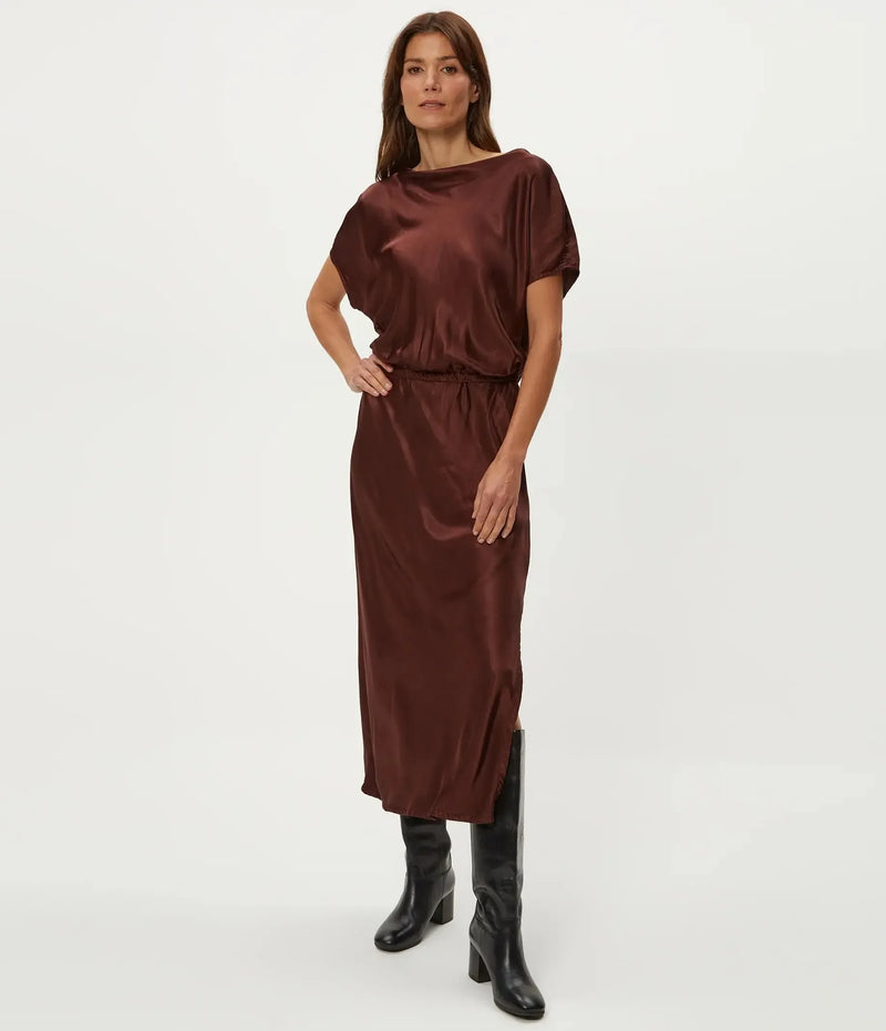 Michael Stars Karter SS Midi Dress-Espresso