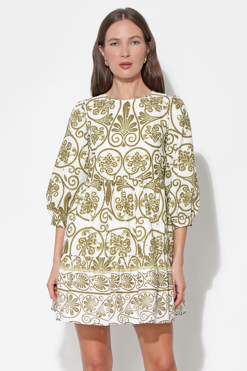 Adelyn Rae Angeline Shift Dress - Olive/Ivory-Hand In Pocket