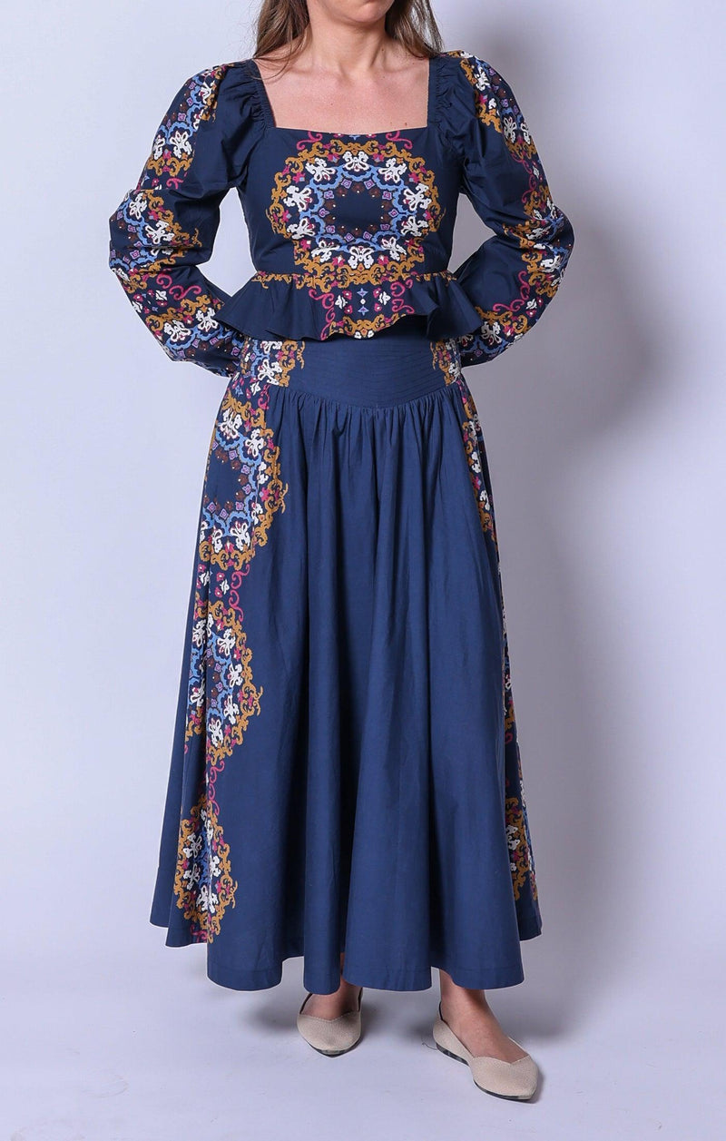 Cleobella Esmeralda Ankle Skirt - Venezia Blue-Hand In Pocket