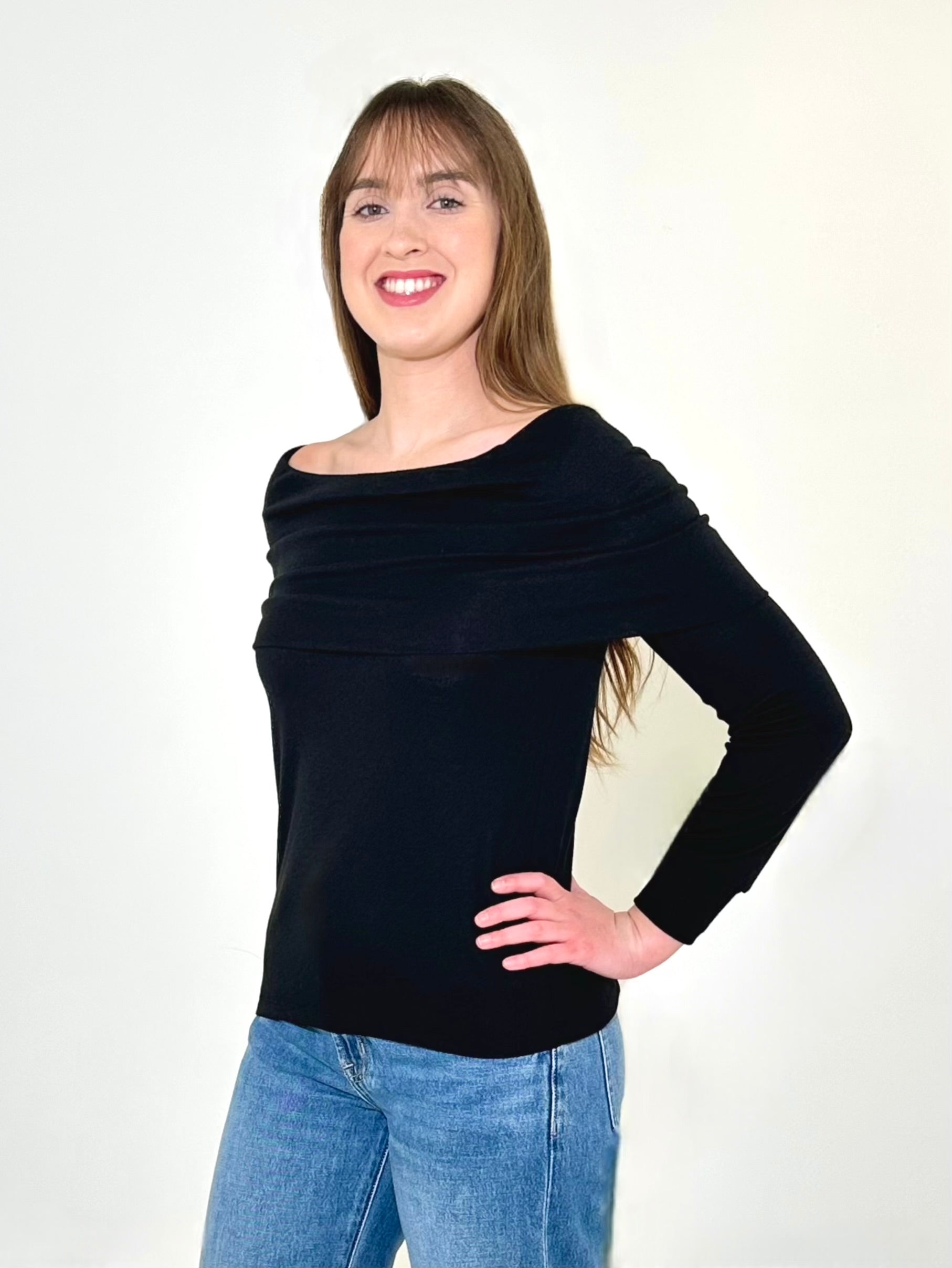 Bobi Off Shoulder Top - Black-Hand In Pocket