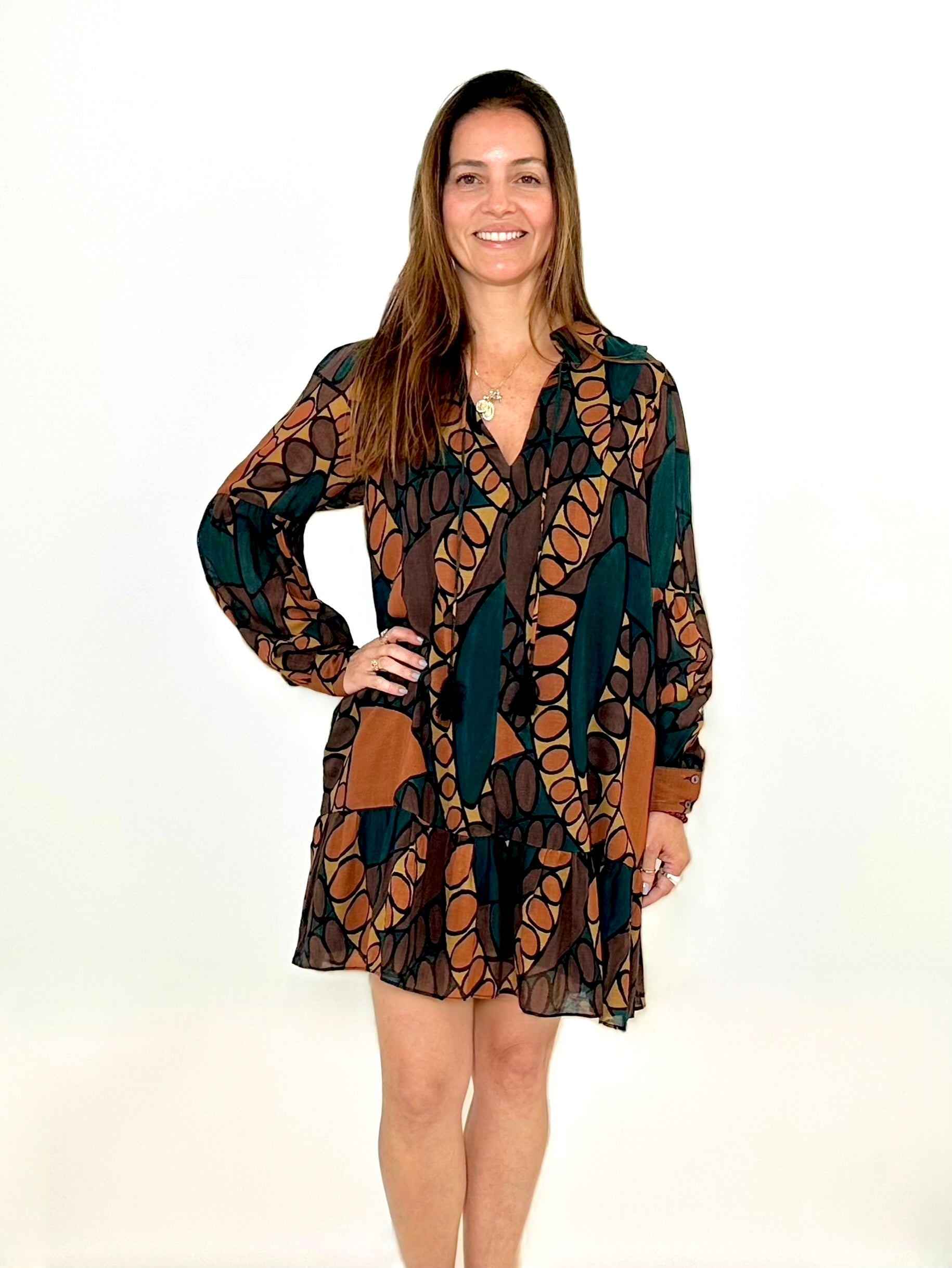 Cleobella Alani Mini Dress- Dark Saguaro-Hand In Pocket